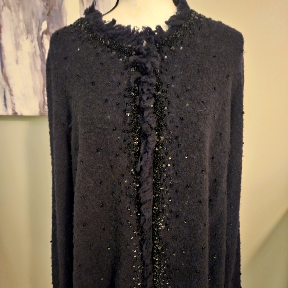 Lafayette 148 xl embellished wool sweater